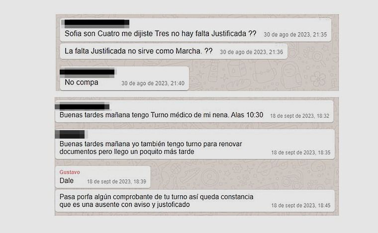 FOTO: Uno de los chat investigados, que muestra cómo se manejaba la ayuda social.