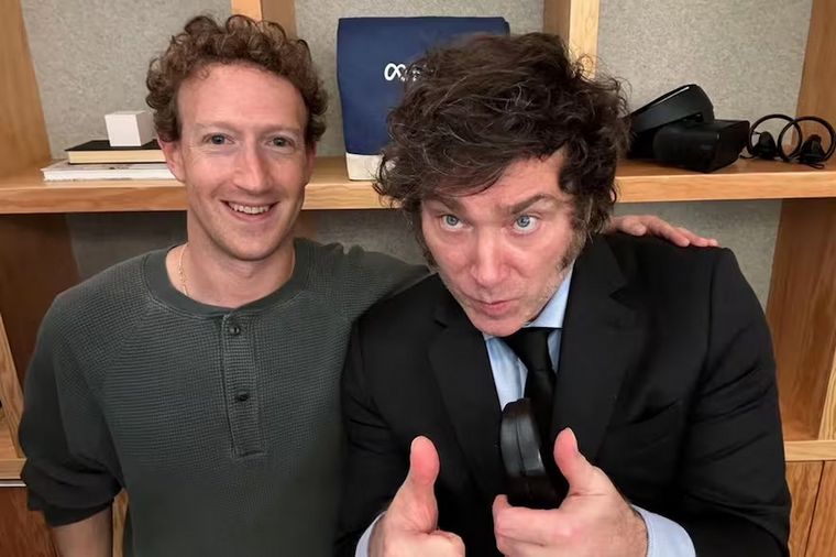 FOTO: Milei cerró su viaje a San Francisco con una reunión con Mark Zuckerberg