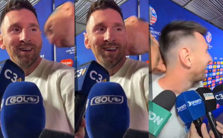 FOTO: El gesto del Dibu con Messi en conferencia.