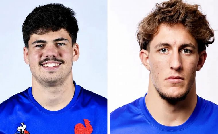 FOTO: Hugo Auradou y Oscar Jegou, rugbiers franceses. 