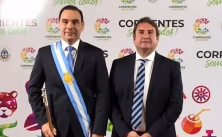 FOTO: El gobernador de Corrientes, Gustavo Valdéz, junto al senador Diego Pellegrini.