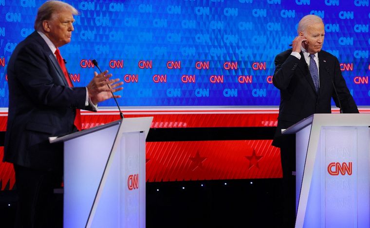 FOTO: El debate presidencial entre Trump y Biden por CNN, el pasado 27 de junio. (Foto: NA)