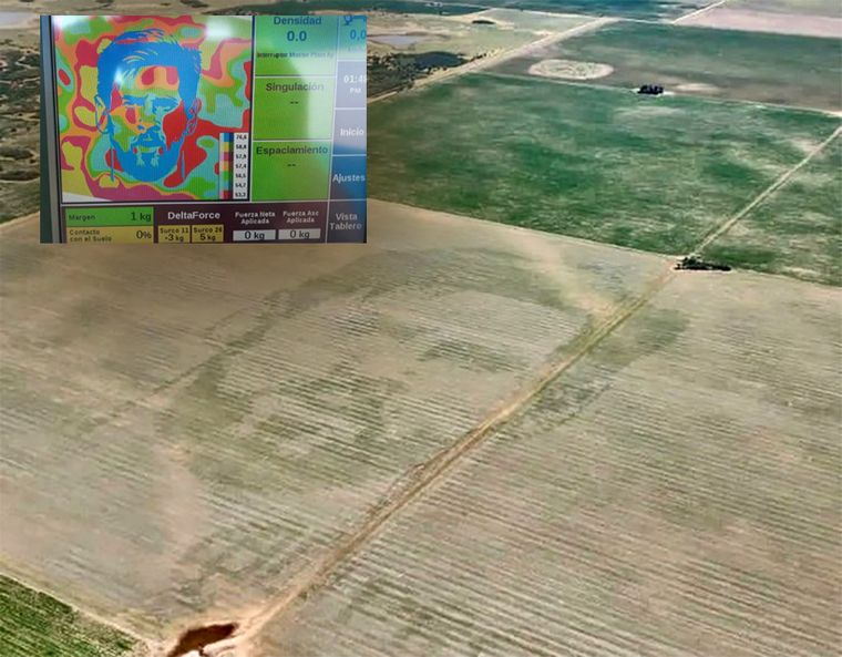 FOTO: Un ingeniero agrónomo siembra la cara de Messi en campos argentinos (FOTO: gentileza)