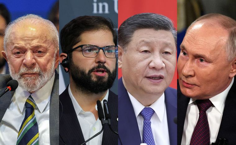 FOTO: Lula Da Silva, Gabriel Boric, Xi Jinping y Vladimir Putin. 