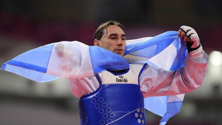 FOTO: Juan Samorano conquistó la medalla de bronce para Argentina en taekwondo