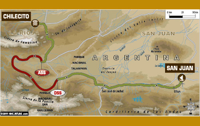 FOTO: Mapa de la etapa 3 del Rally Dakar 2012