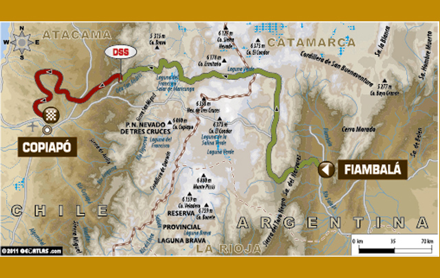 FOTO: Mapa de la etapa 5 del Rally Dakar 2012