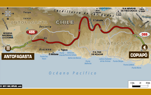 FOTO: Mapa de la etapa 7 del Rally Dakar 2012