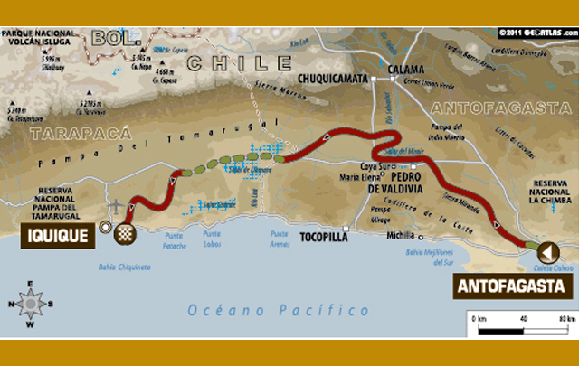 FOTO: Mapa de la etapa 8 del Rally Dakar 2012