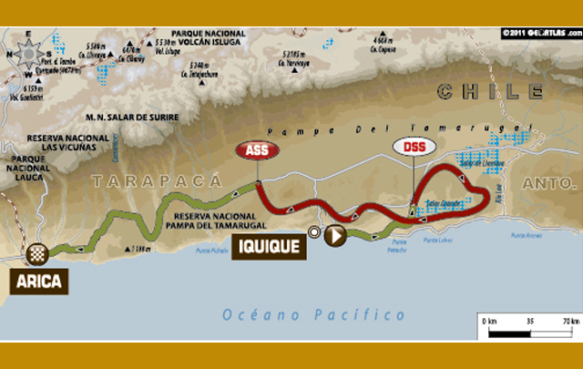 FOTO: Mapa de la etapa 9 del Rally Dakar 2012