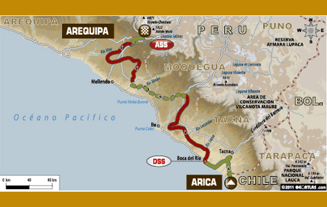 FOTO: Mapa de la etapa 10 del Rally Dakar 2012