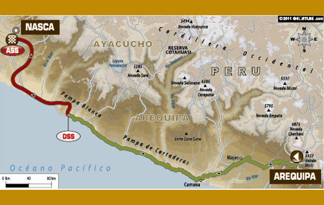 FOTO: Mapa de la etapa 11 del Rally Dakar 2012