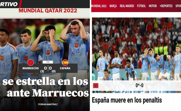 FOTO: Los medios españoles reflejaron la caída de España ante Marruecos.